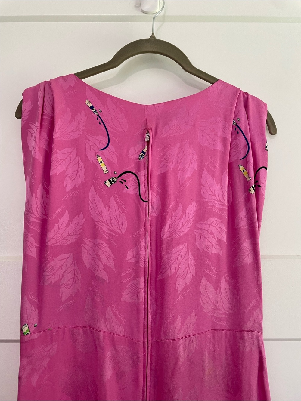 Rare Vintage Nicole Miller 100% Silk Paint Tube Novelty Print Jacquard Maxi Dres - Picture 8 of 10
